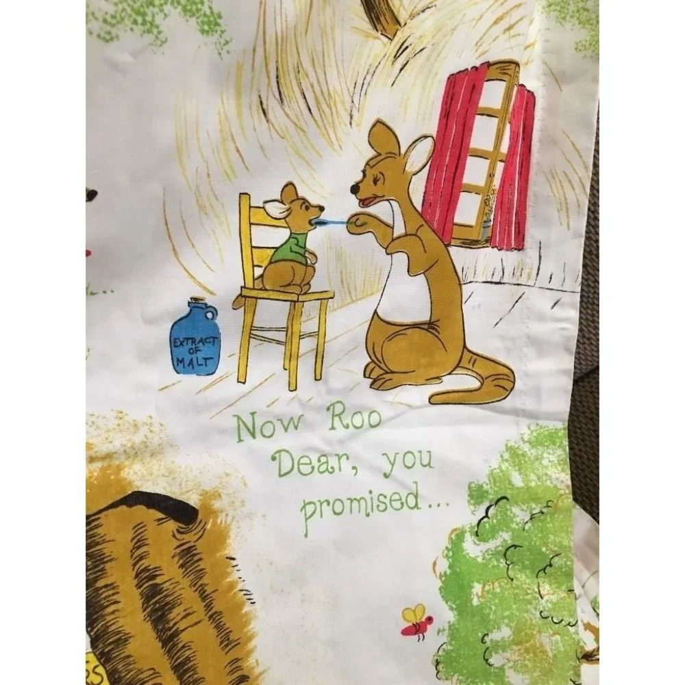 Winnie The Pooh & Friends Pleated Curtain Panel Pair Sears Roebuck VTG 25